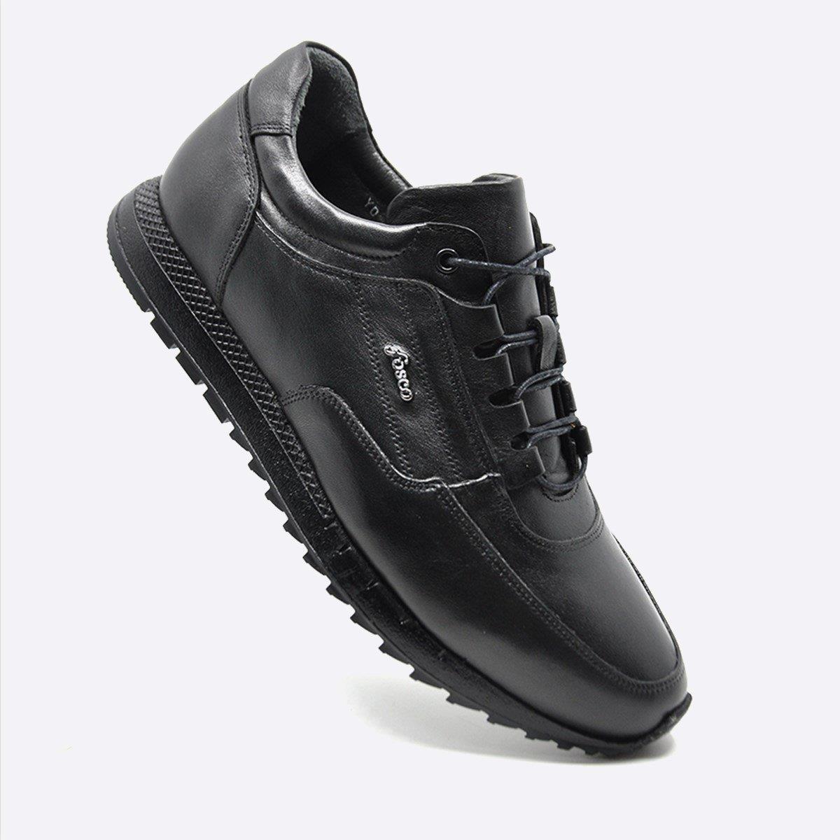Fosco Hakiki Deri Siyah Sneaker Erkek Ayakkabı 2773 306