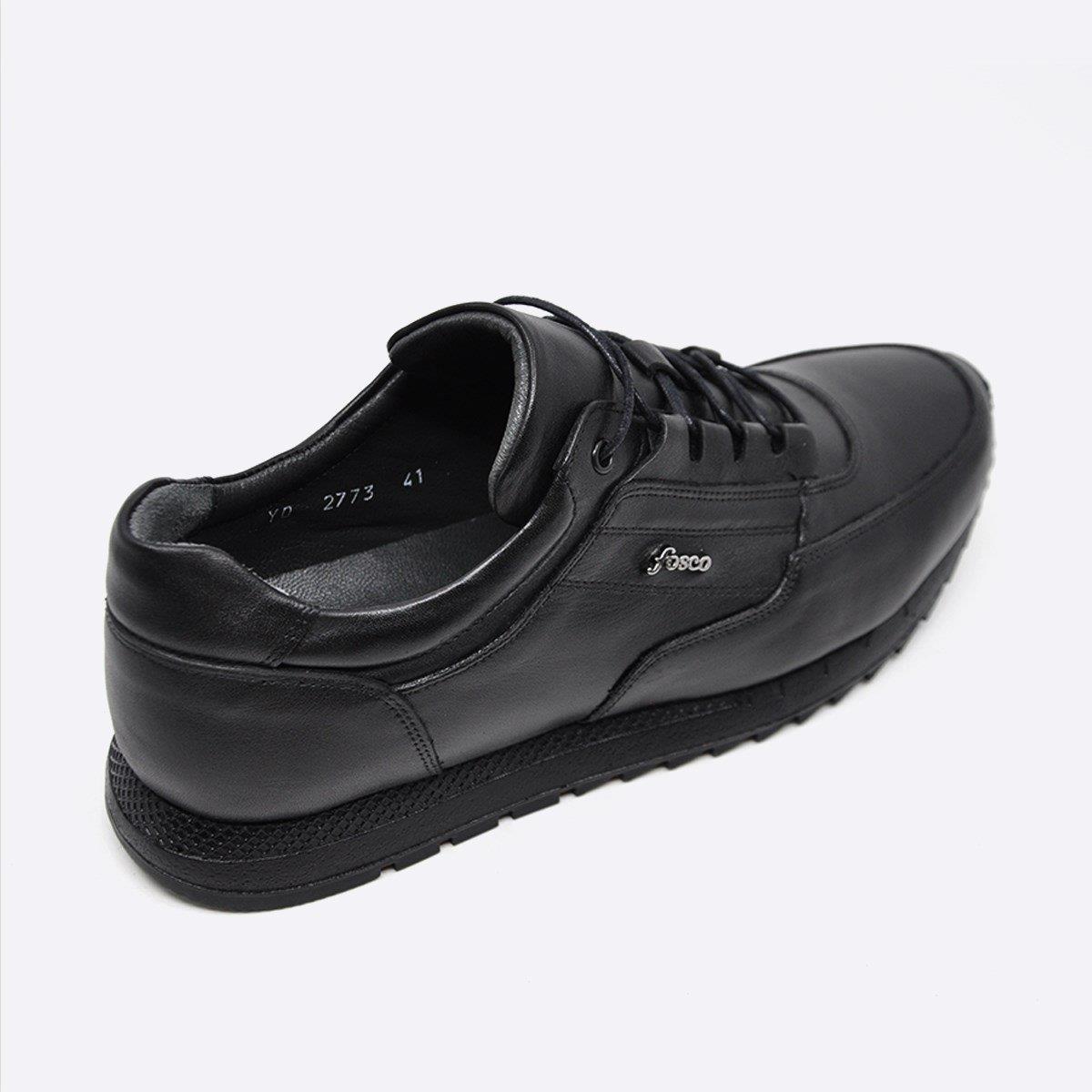 Fosco Hakiki Deri Siyah Sneaker Erkek Ayakkabı 2773 306