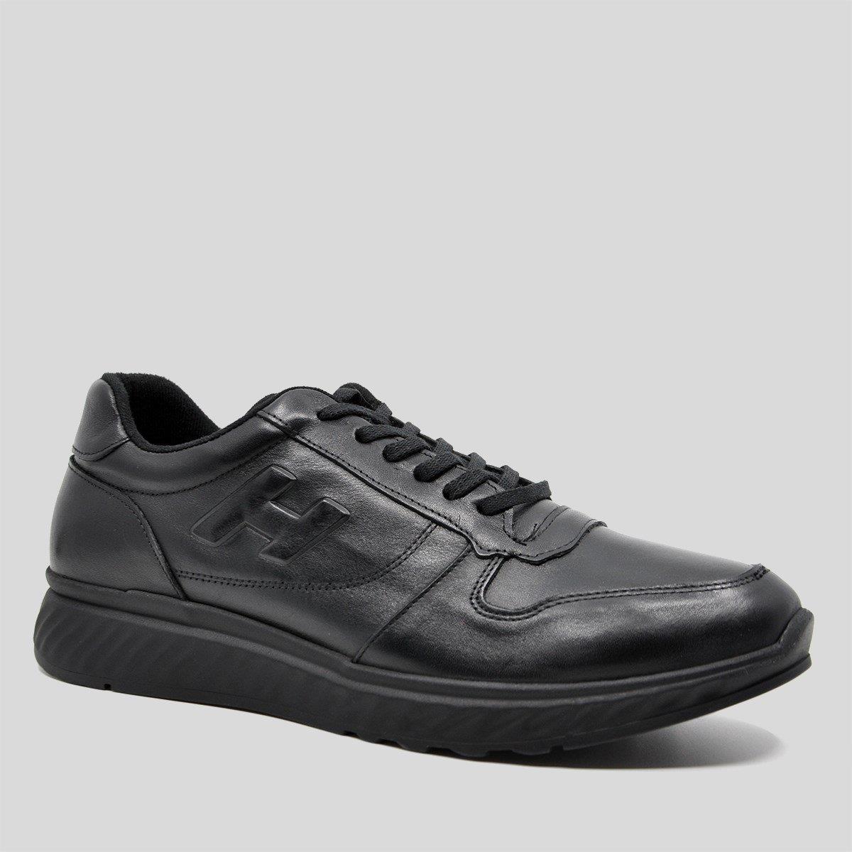 Fosco Hakiki Deri Siyah Sneaker Kışlık Ayakkabı 9786 100