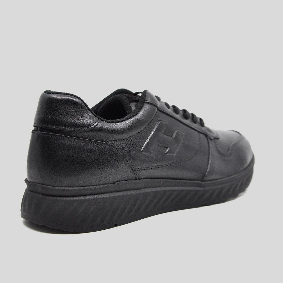 Fosco Hakiki Deri Siyah Sneaker Kışlık Ayakkabı 9786 100
