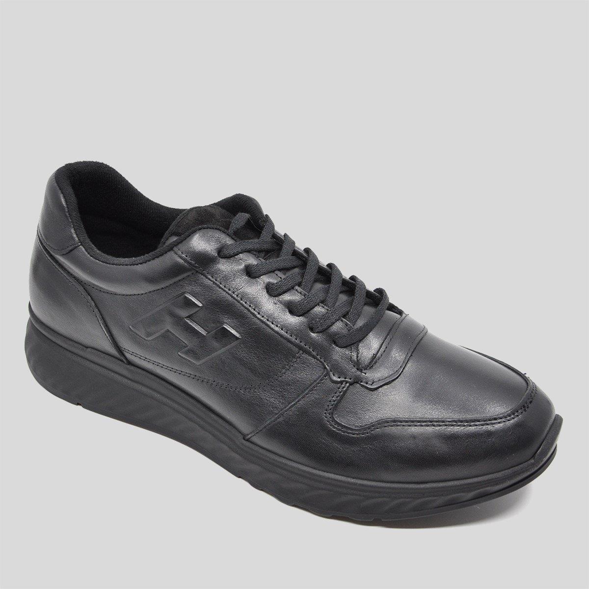 Fosco Hakiki Deri Siyah Sneaker Kışlık Ayakkabı 9786 100