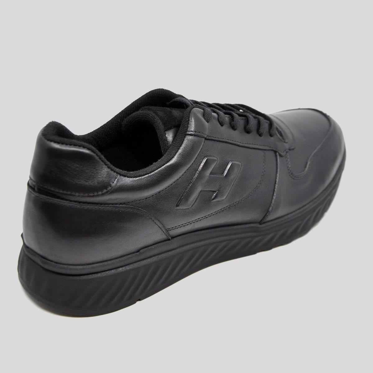 Fosco Hakiki Deri Siyah Sneaker Kışlık Ayakkabı 9786 100