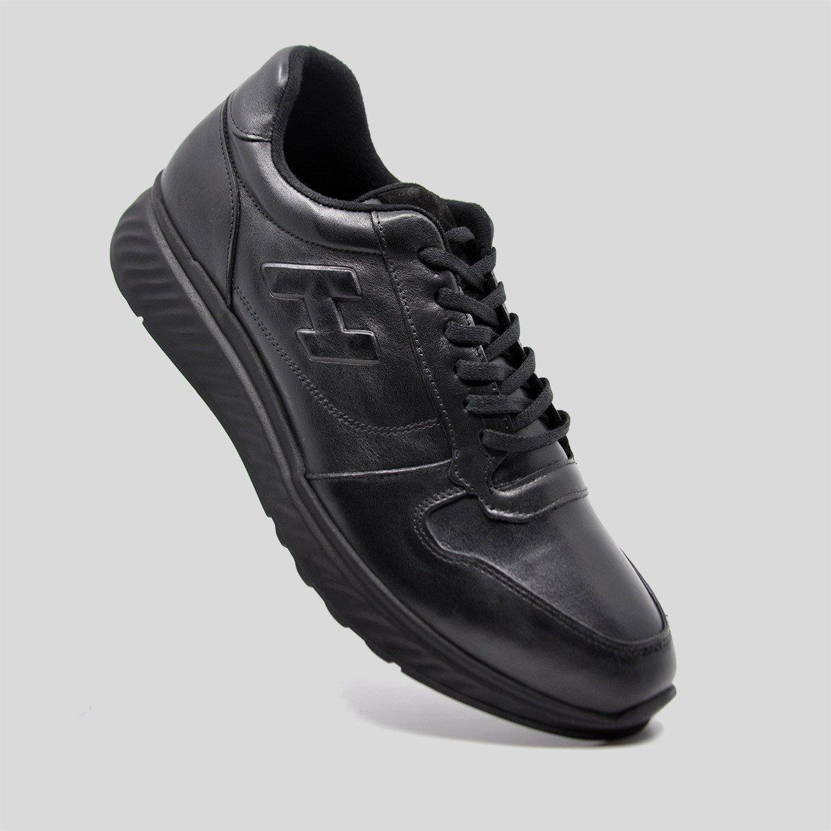 Fosco Hakiki Deri Siyah Sneaker Kışlık Ayakkabı 9786 100