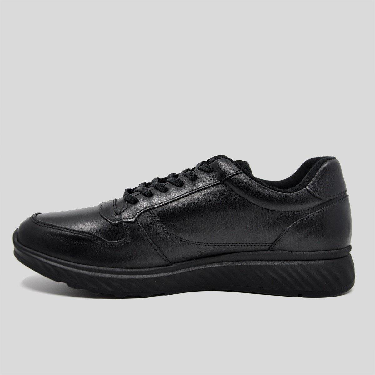 Fosco Hakiki Deri Siyah Sneaker Kışlık Ayakkabı 9786 100