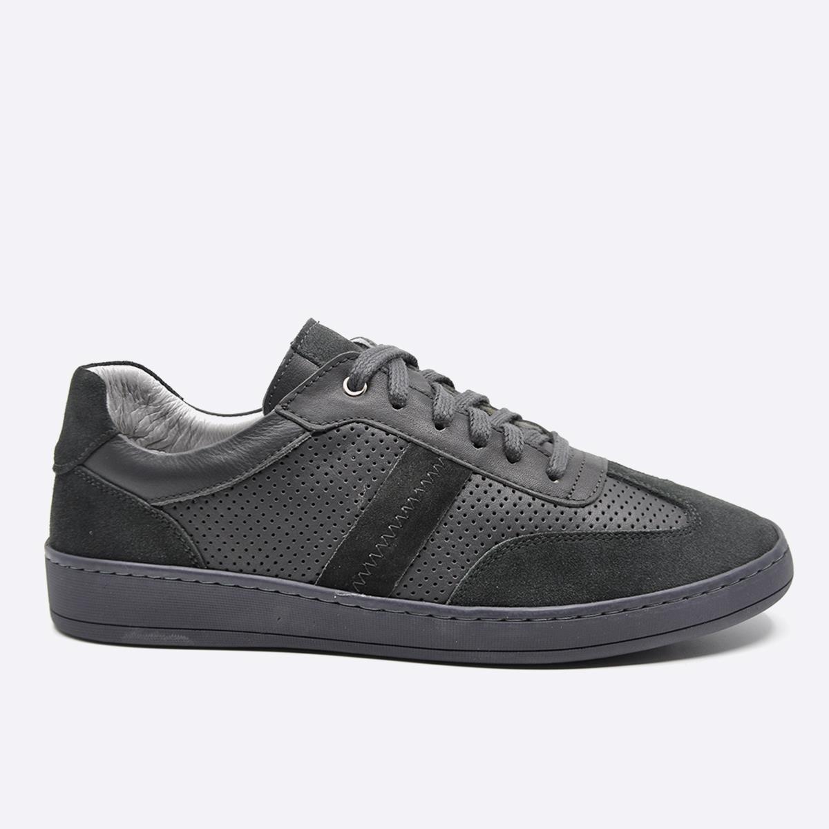 Fosco Hakiki Deri Sneaker Erkek Ayakkabı Gri 9870