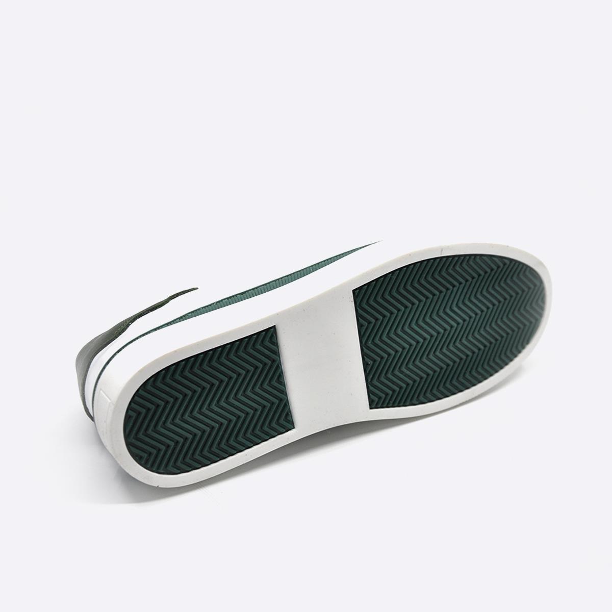 Fosco Hakiki Deri Sneaker Erkek Ayakkabı Beyaz Yeşil 9842