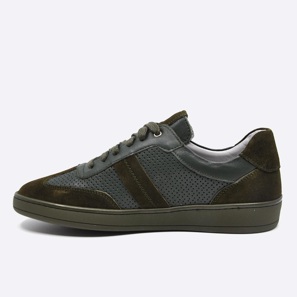 Fosco Hakiki Deri Sneaker Erkek Ayakkabı Haki 9870