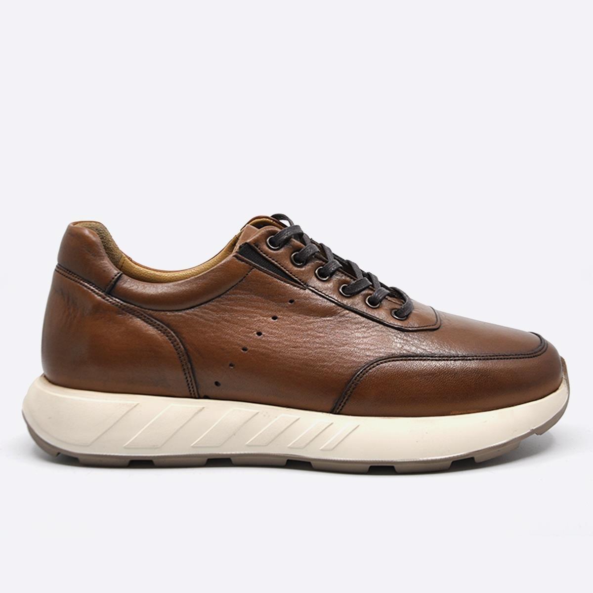Fosco Hakiki Deri Sneaker Erkek Ayakkabı Taba 3218 686