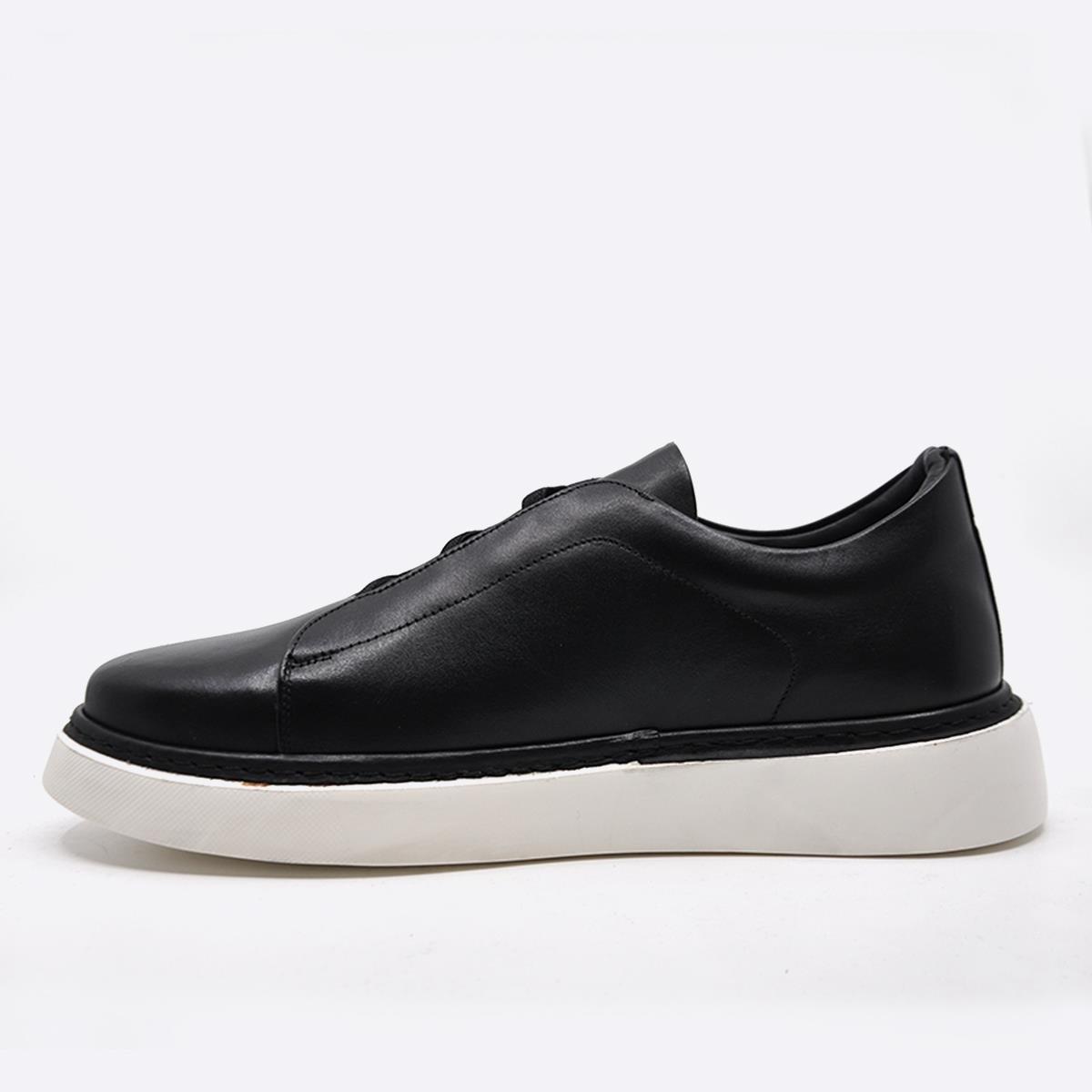 Fosco Hakiki Deri Sneaker Erkek Ayakkabı Siyah 9962