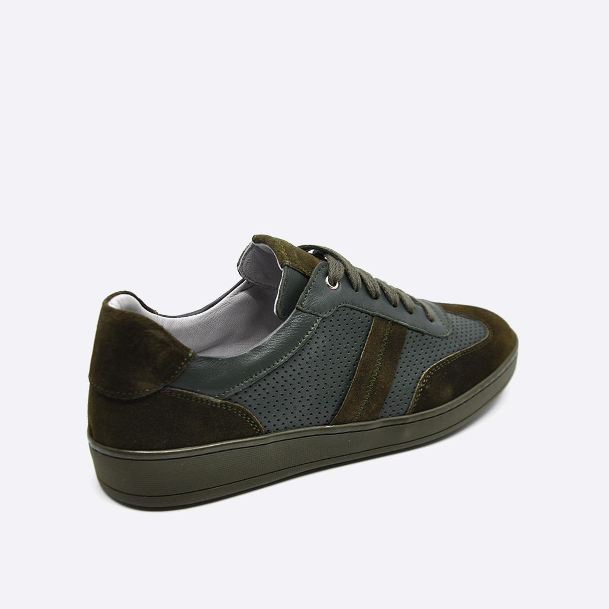 Fosco Hakiki Deri Sneaker Erkek Ayakkabı Haki 9870