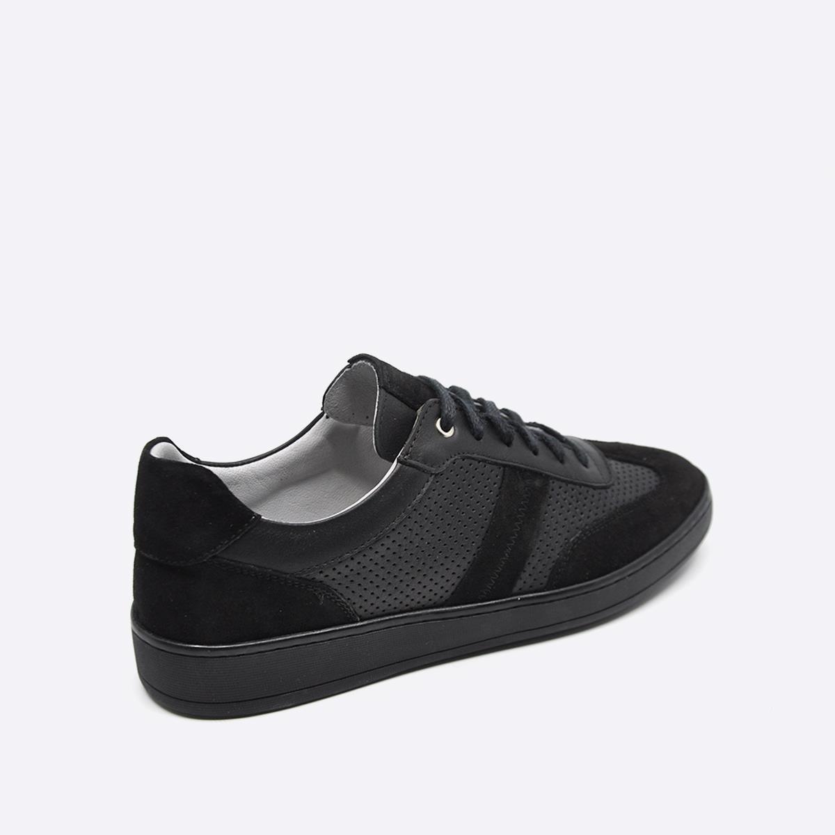 Fosco Hakiki Deri Sneaker Erkek Ayakkabı Siyah 9870