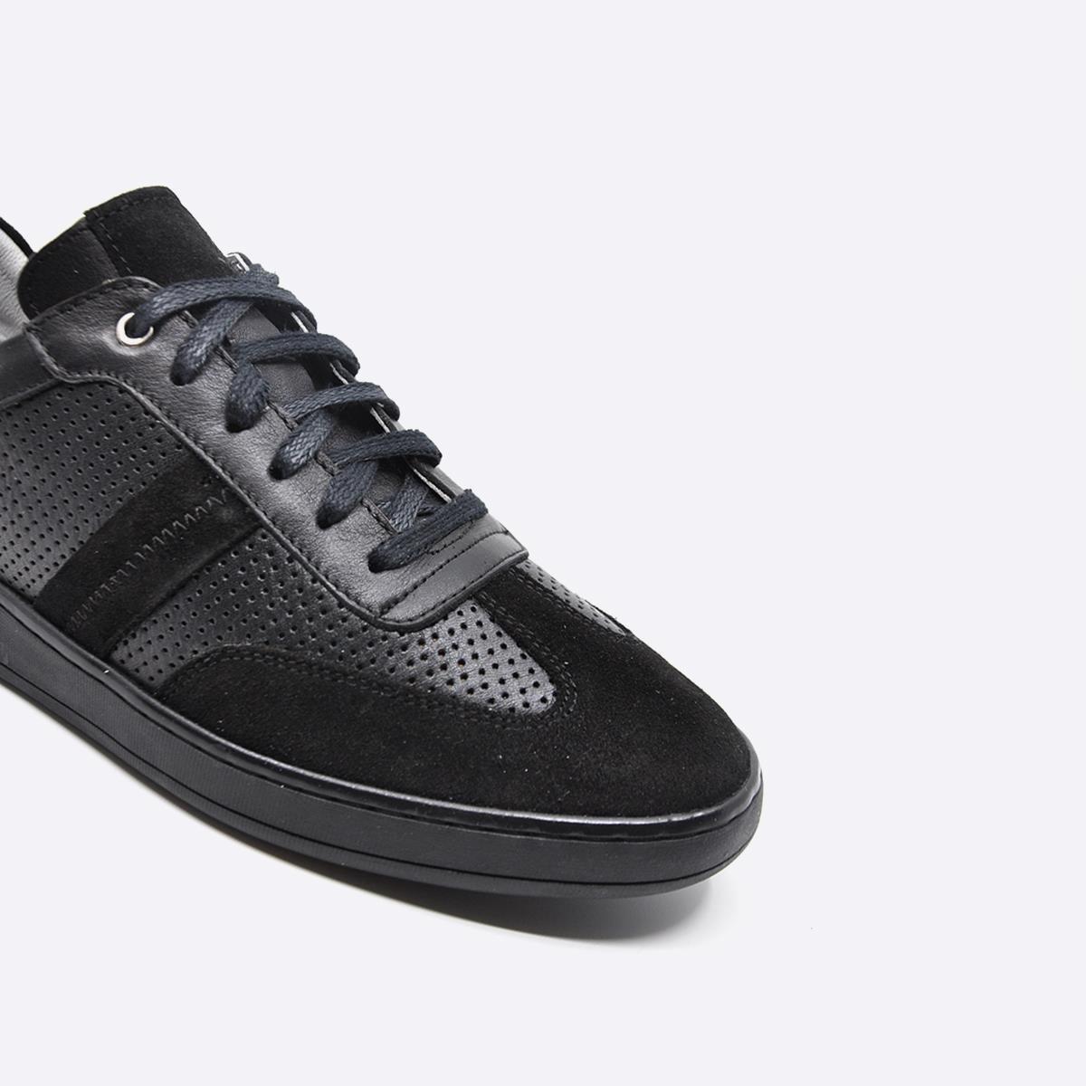 Fosco Hakiki Deri Sneaker Erkek Ayakkabı Siyah 9870