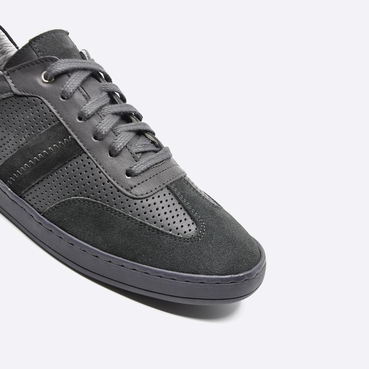 Fosco Hakiki Deri Sneaker Erkek Ayakkabı Gri 9870