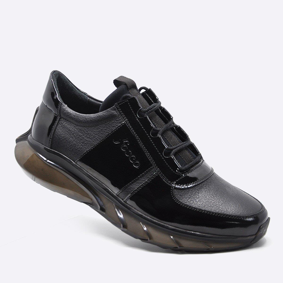 Fosco Hakiki Deri Sneaker Erkek Ayakkabı Siyah 9873 100