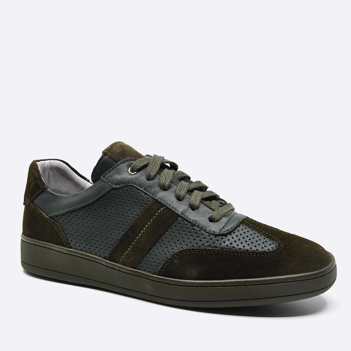 Fosco Hakiki Deri Sneaker Erkek Ayakkabı Haki 9870