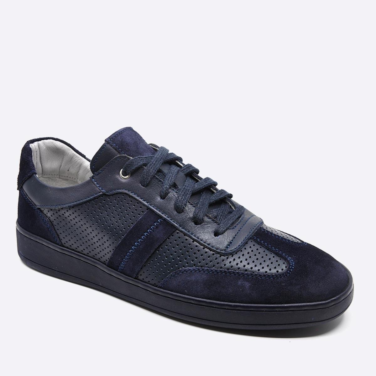 Fosco Hakiki Deri Sneaker Erkek Ayakkabı Lacivert 9870