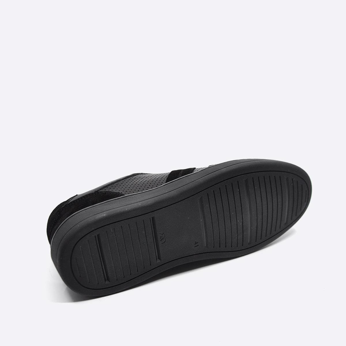 Fosco Hakiki Deri Sneaker Erkek Ayakkabı Siyah 9870