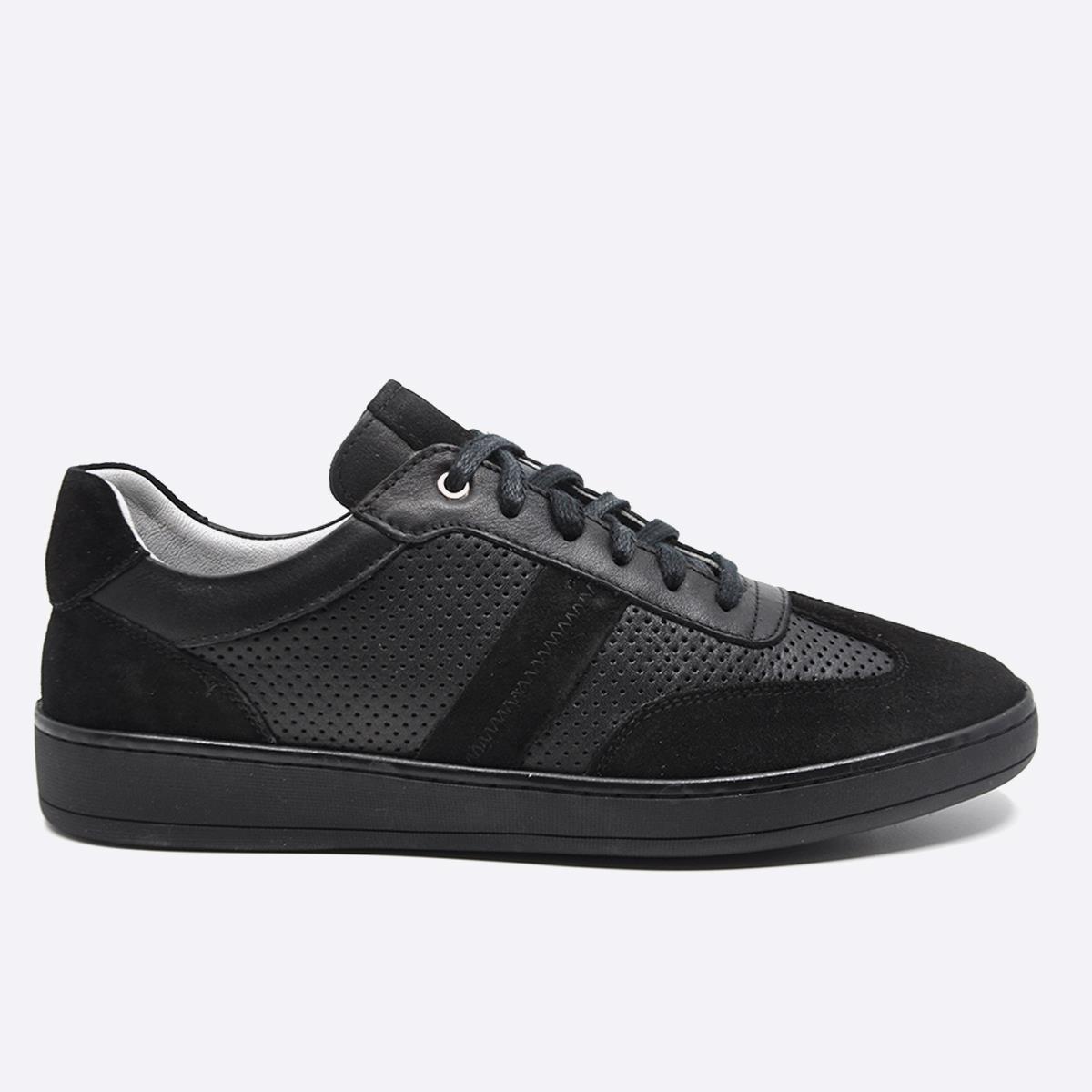 Fosco Hakiki Deri Sneaker Erkek Ayakkabı Siyah 9870