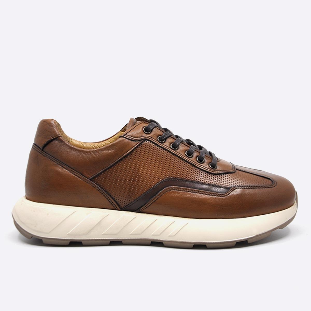 Fosco Hakiki Deri Sneaker Erkek Ayakkabı Taba 3217 686 42
