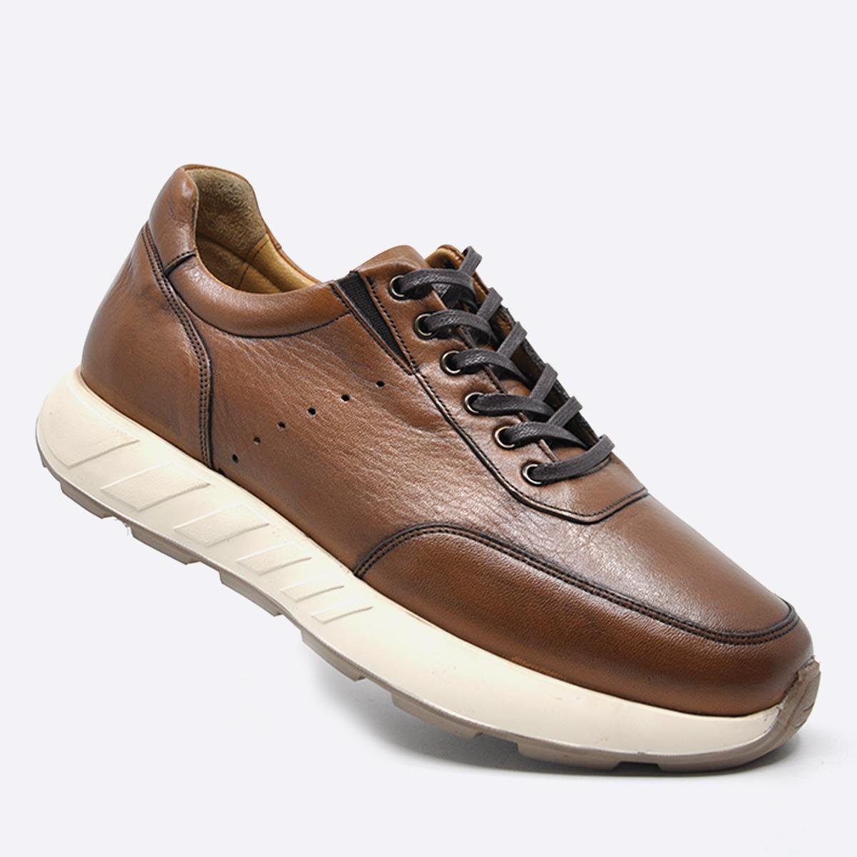 Fosco Hakiki Deri Sneaker Erkek Ayakkabı Taba 3218 686