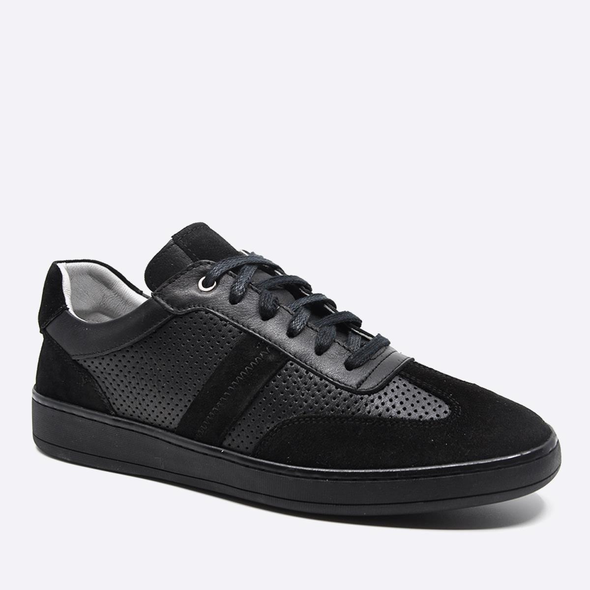 Fosco Hakiki Deri Sneaker Erkek Ayakkabı Siyah 9870