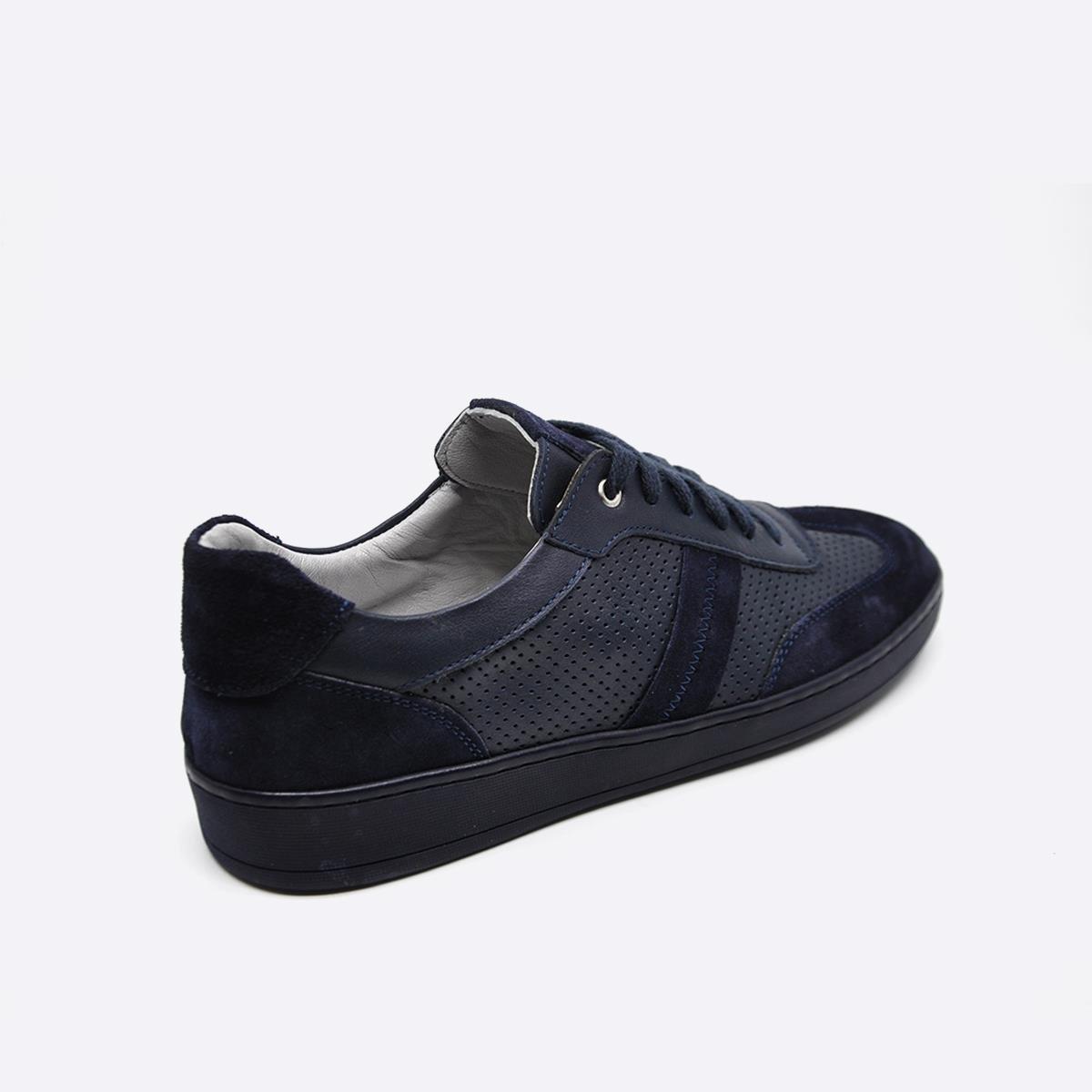 Fosco Hakiki Deri Sneaker Erkek Ayakkabı Lacivert 9870