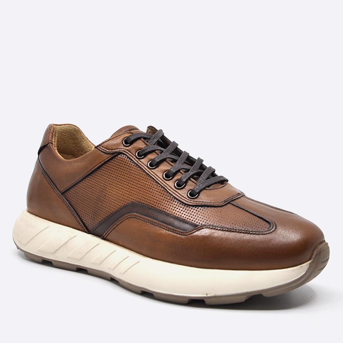 Fosco Hakiki Deri Sneaker Erkek Ayakkabı Taba 3217 686 42