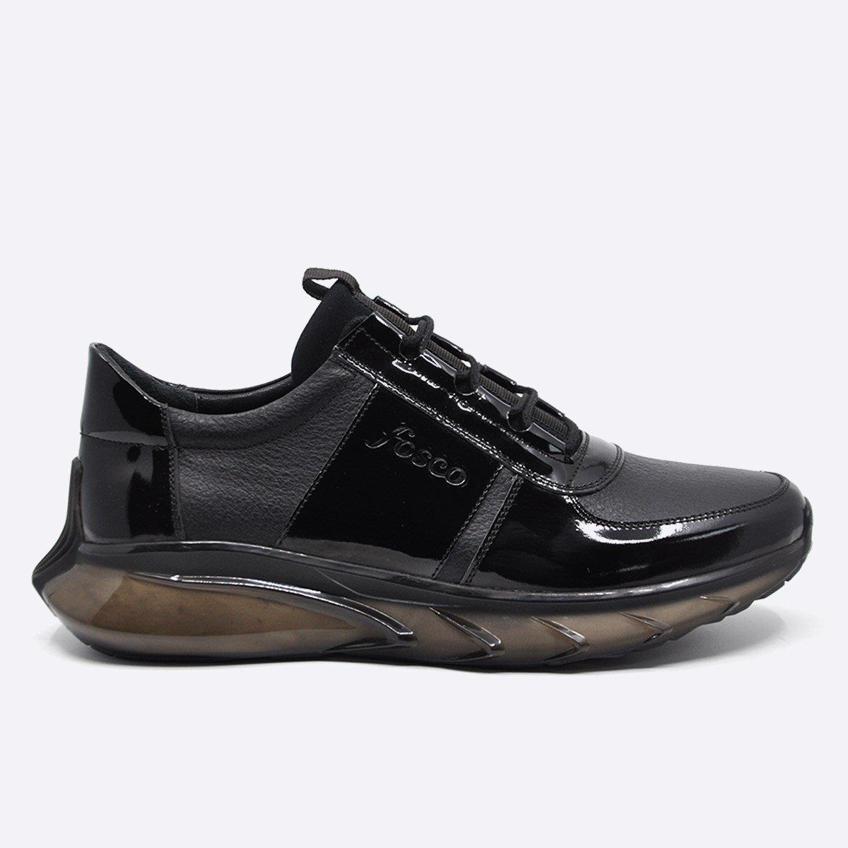 Fosco Hakiki Deri Sneaker Erkek Ayakkabı Siyah 9873 100