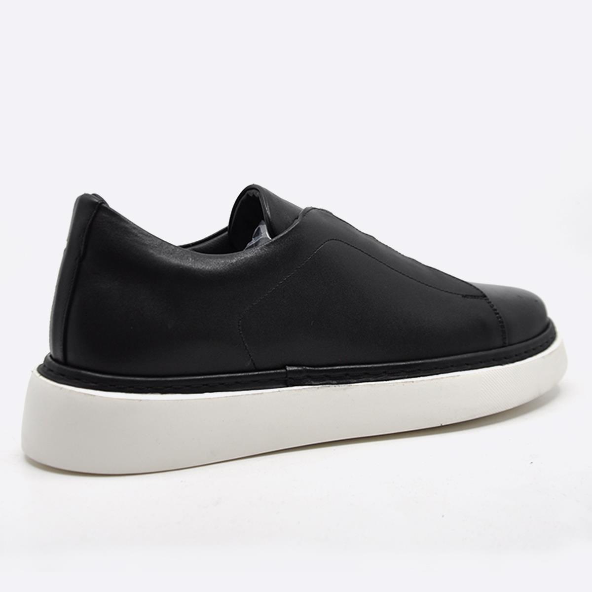 Fosco Hakiki Deri Sneaker Erkek Ayakkabı Siyah 9962