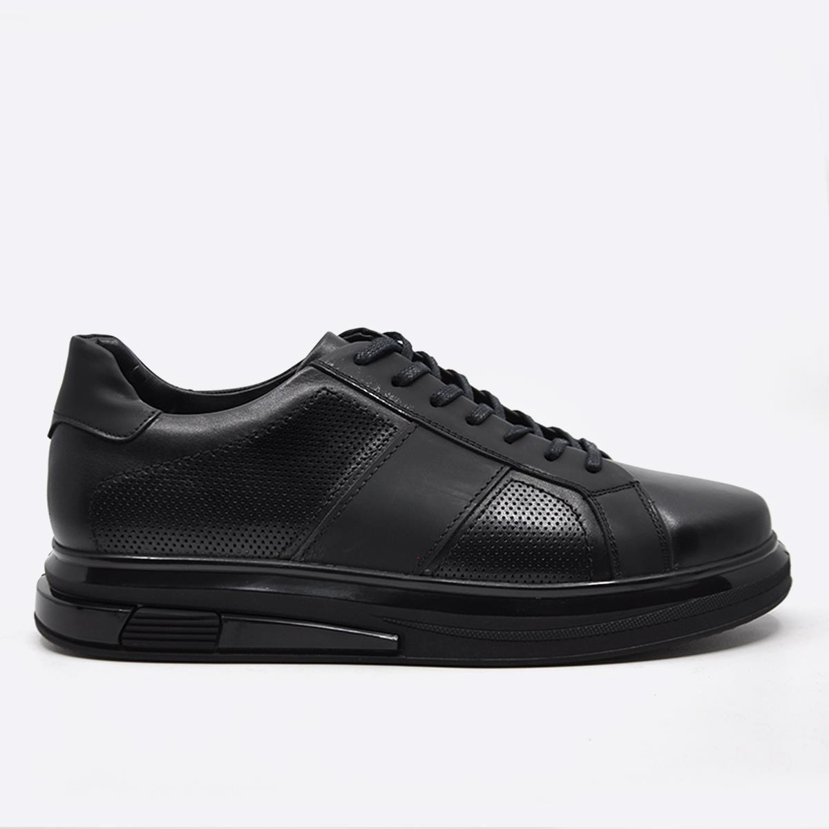 Fosco Hakiki Deri Sneaker Erkek Ayakkabı Siyah 9961