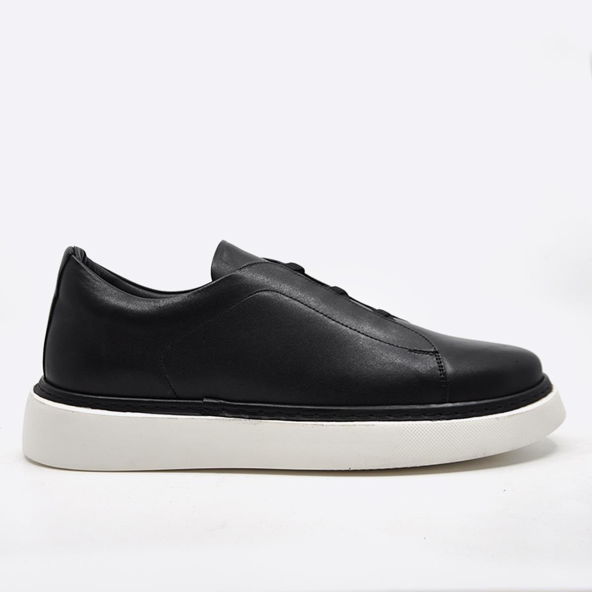 Fosco Hakiki Deri Sneaker Erkek Ayakkabı Siyah 9962