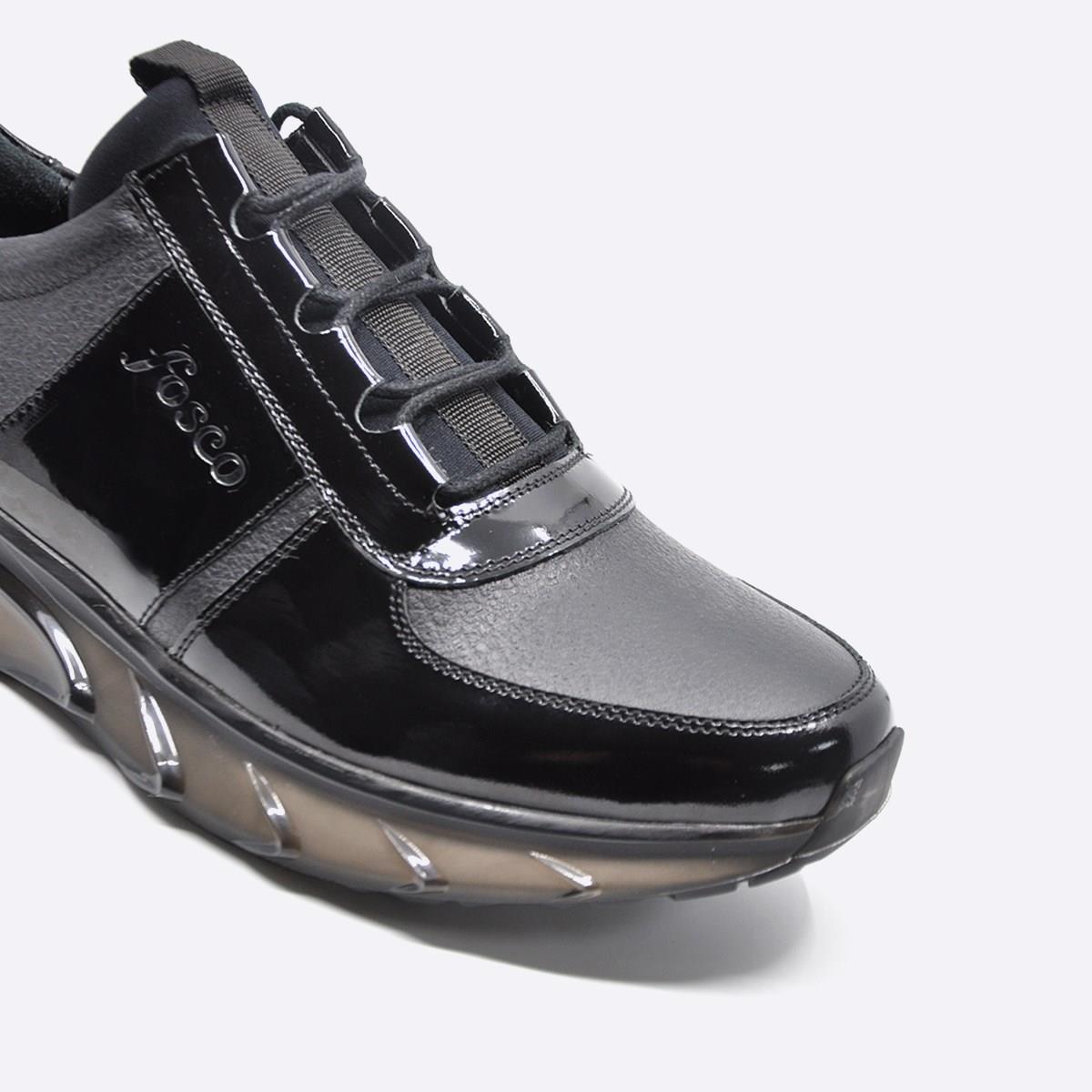 Fosco Hakiki Deri Sneaker Erkek Ayakkabı Siyah 9873 100