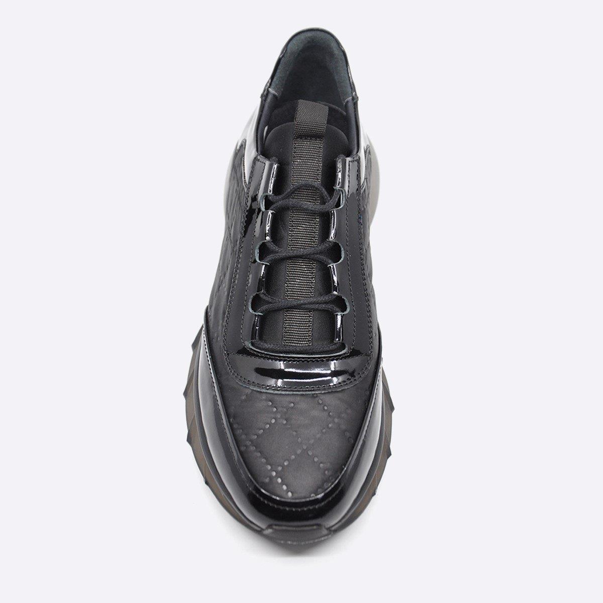 Fosco Hakiki Deri Sneaker Erkek Ayakkabı Siyah 9871 100