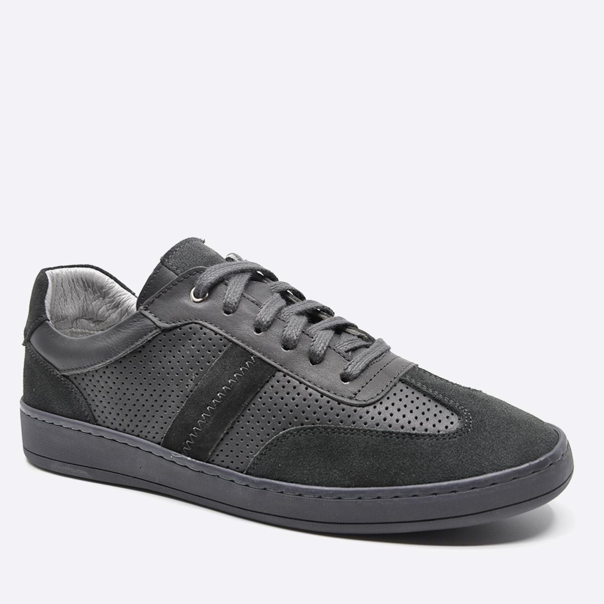 Fosco Hakiki Deri Sneaker Erkek Ayakkabı Gri 9870