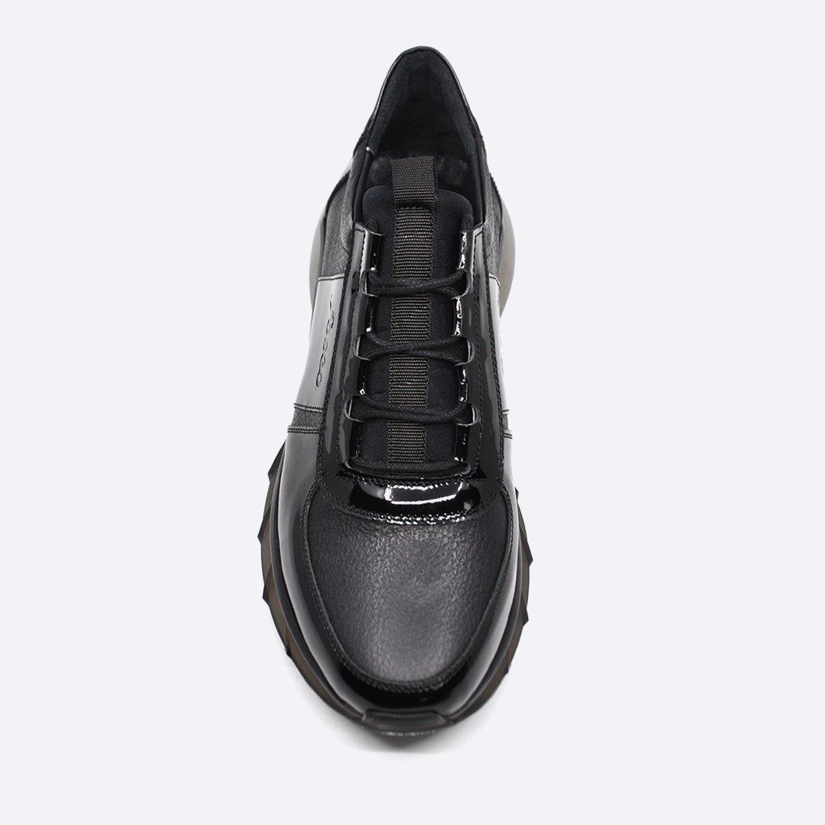 Fosco Hakiki Deri Sneaker Erkek Ayakkabı Siyah 9873 100