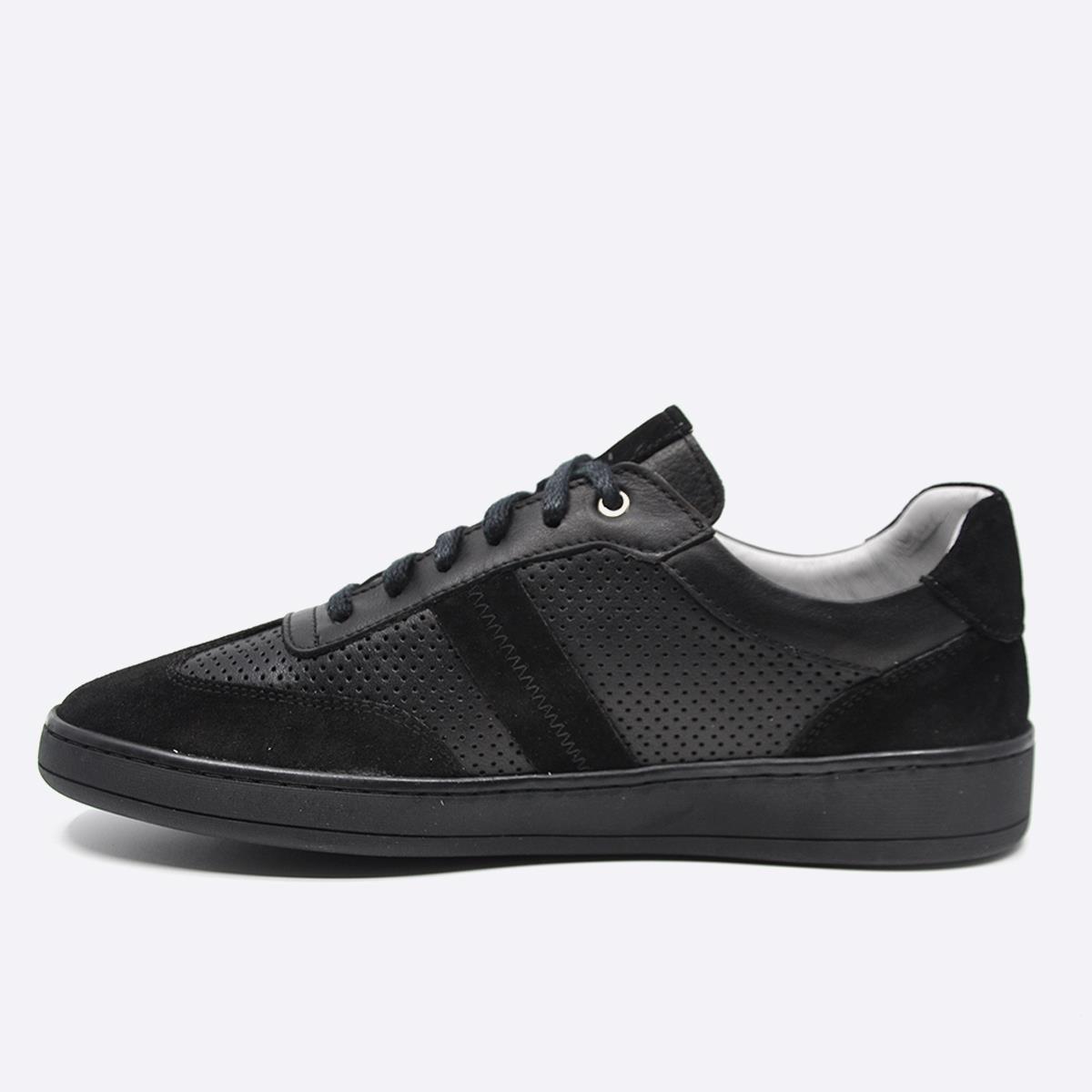 Fosco Hakiki Deri Sneaker Erkek Ayakkabı Siyah 9870