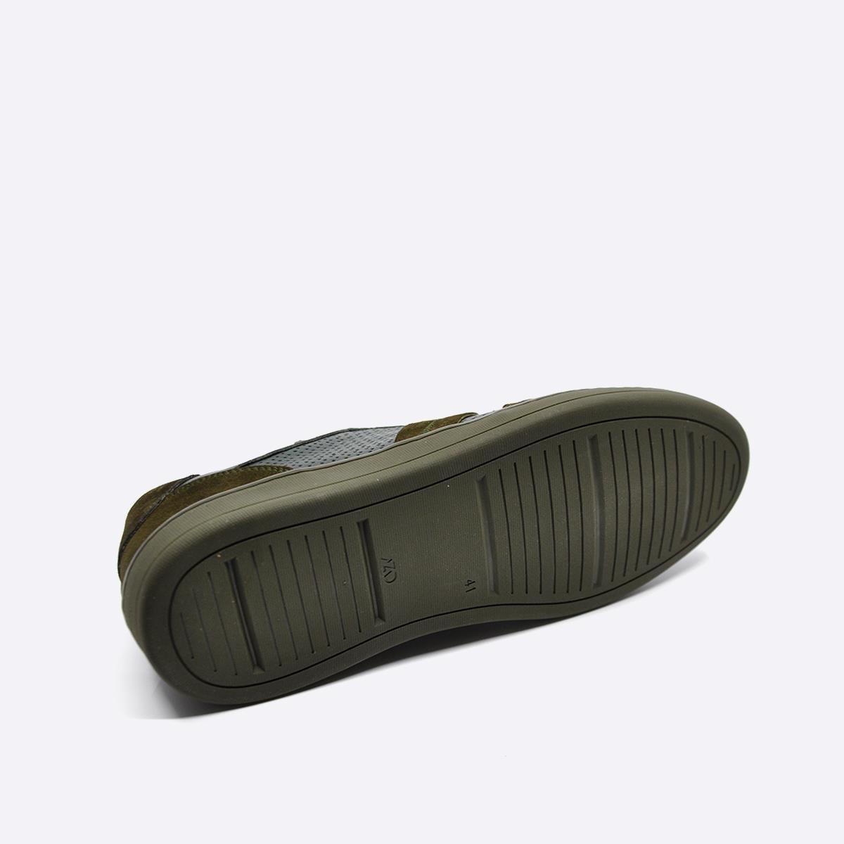 Fosco Hakiki Deri Sneaker Erkek Ayakkabı Haki 9870