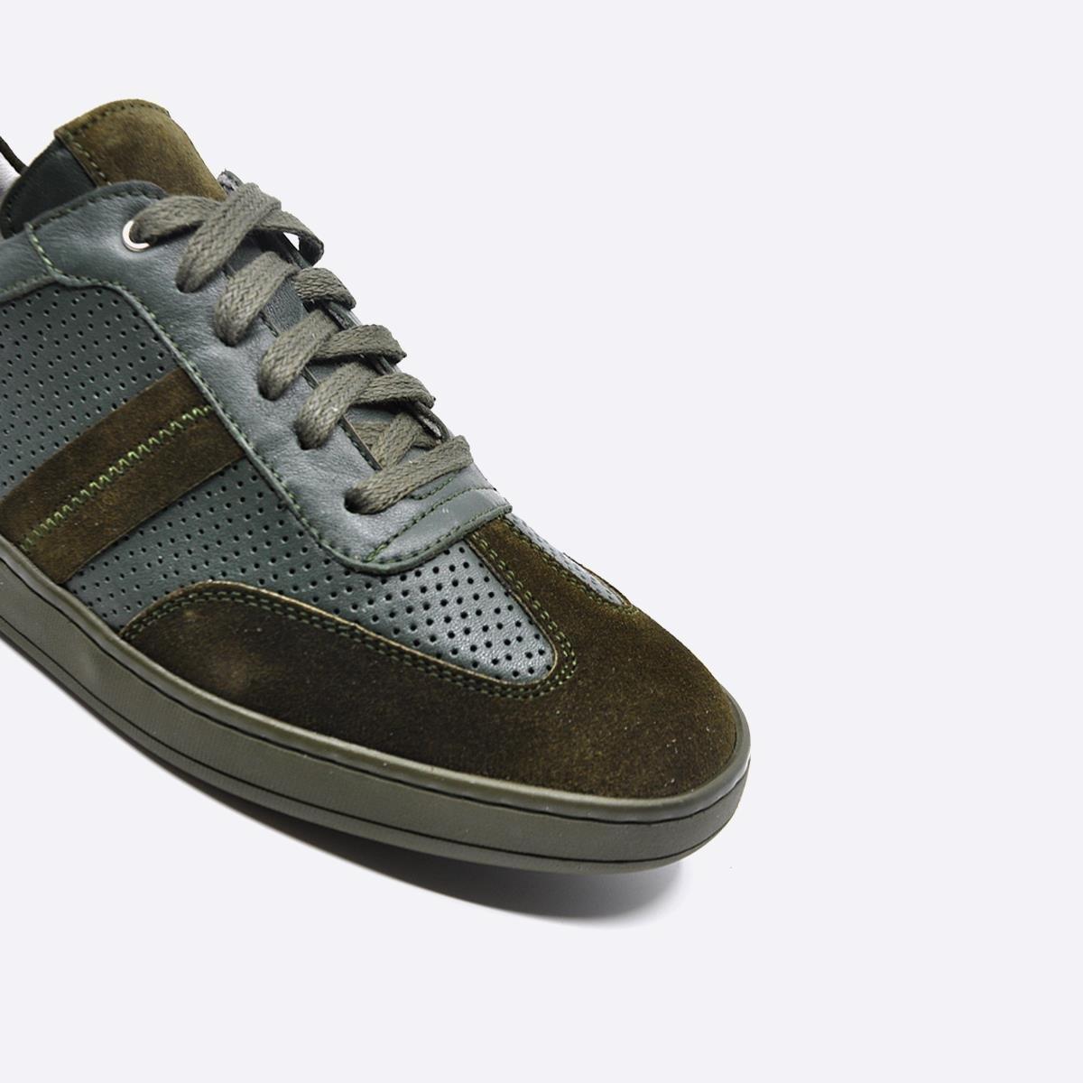 Fosco Hakiki Deri Sneaker Erkek Ayakkabı Haki 9870