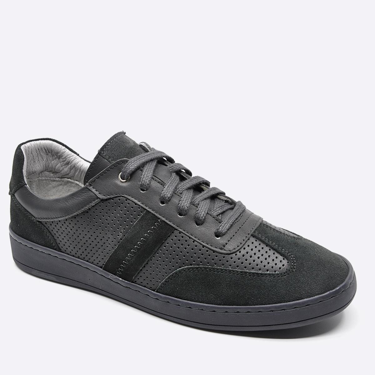 Fosco Hakiki Deri Sneaker Erkek Ayakkabı Gri 9870