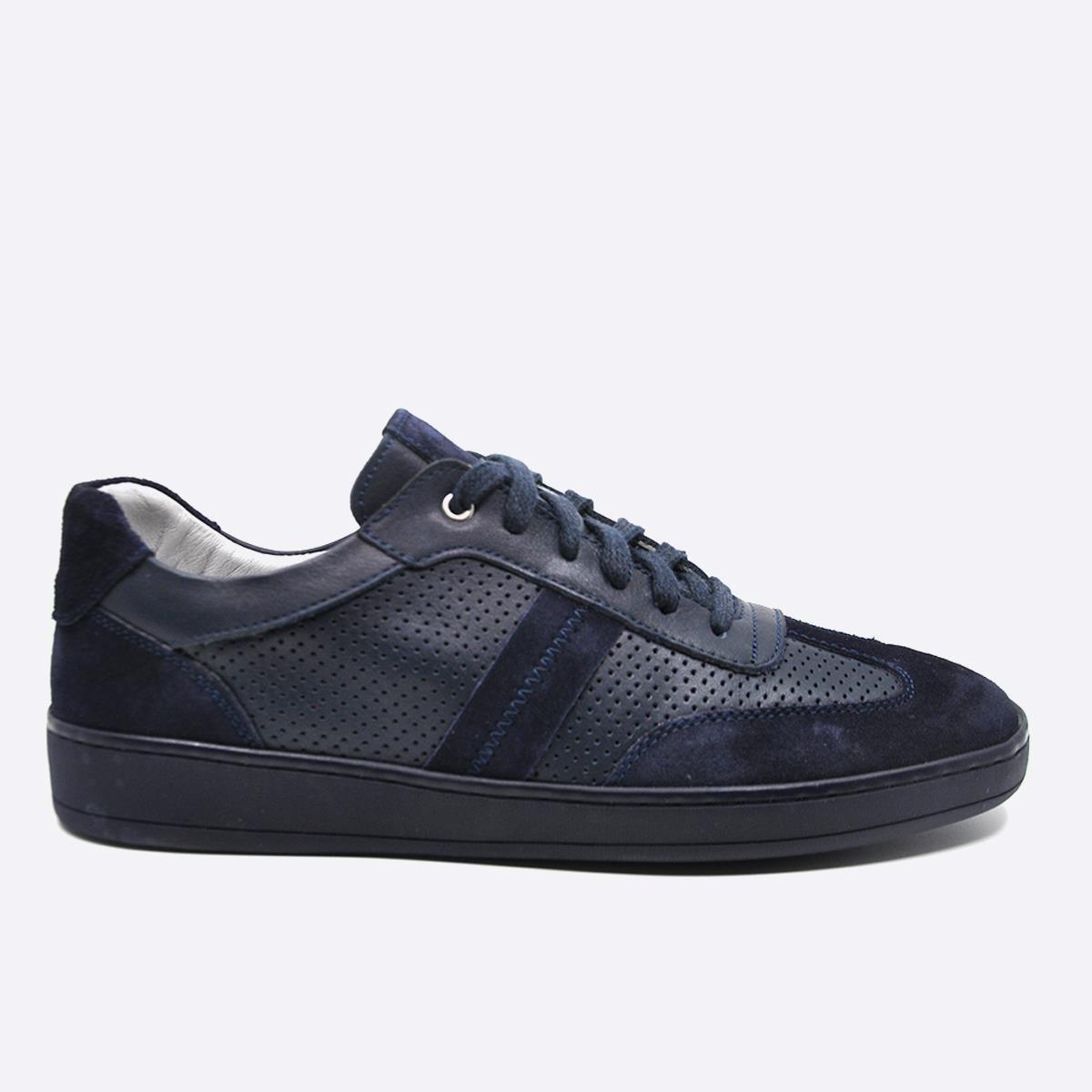 Fosco Hakiki Deri Sneaker Erkek Ayakkabı Lacivert 9870