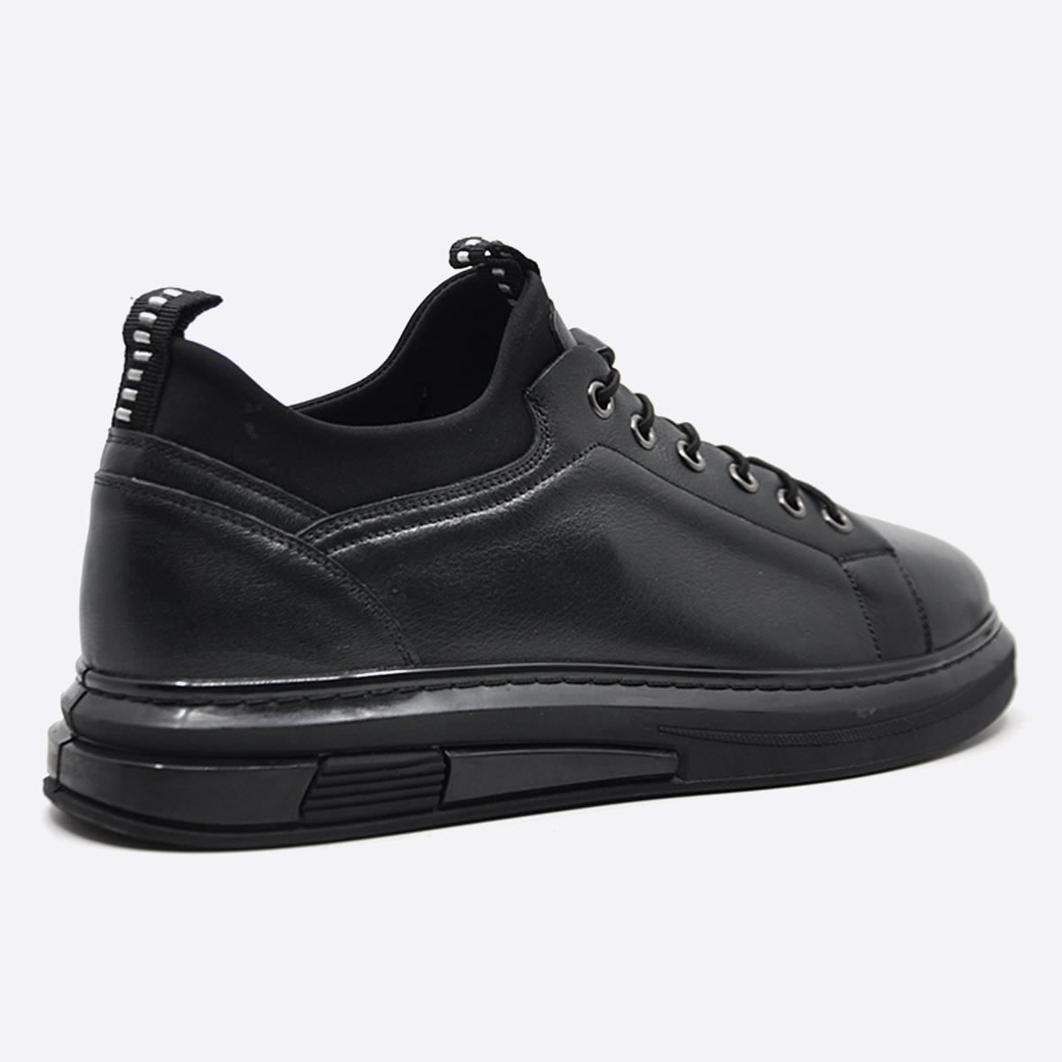 Fosco Hakiki Deri Sneaker Erkek Ayakkabı Siyah 9974