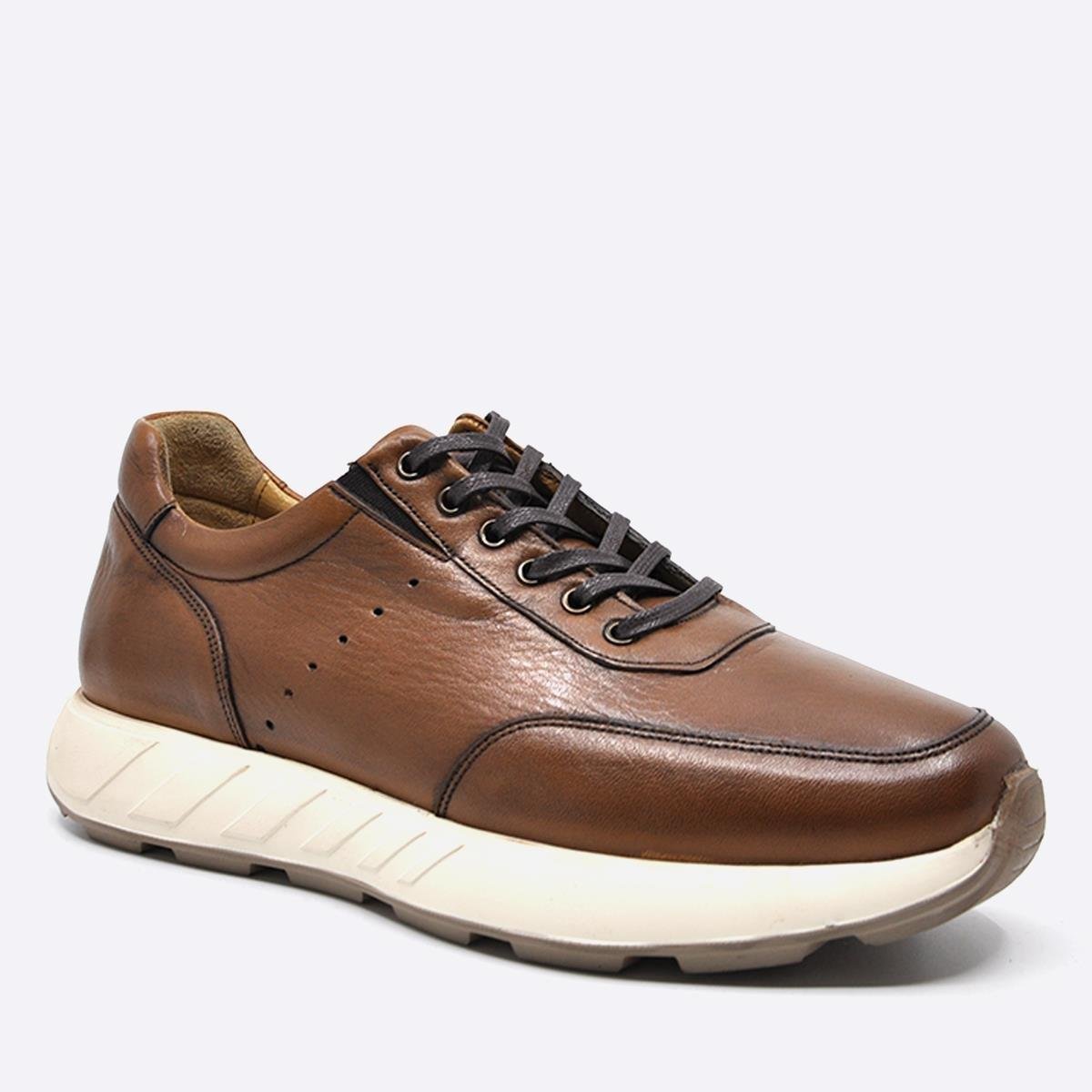 Fosco Hakiki Deri Sneaker Erkek Ayakkabı Taba 3218 686