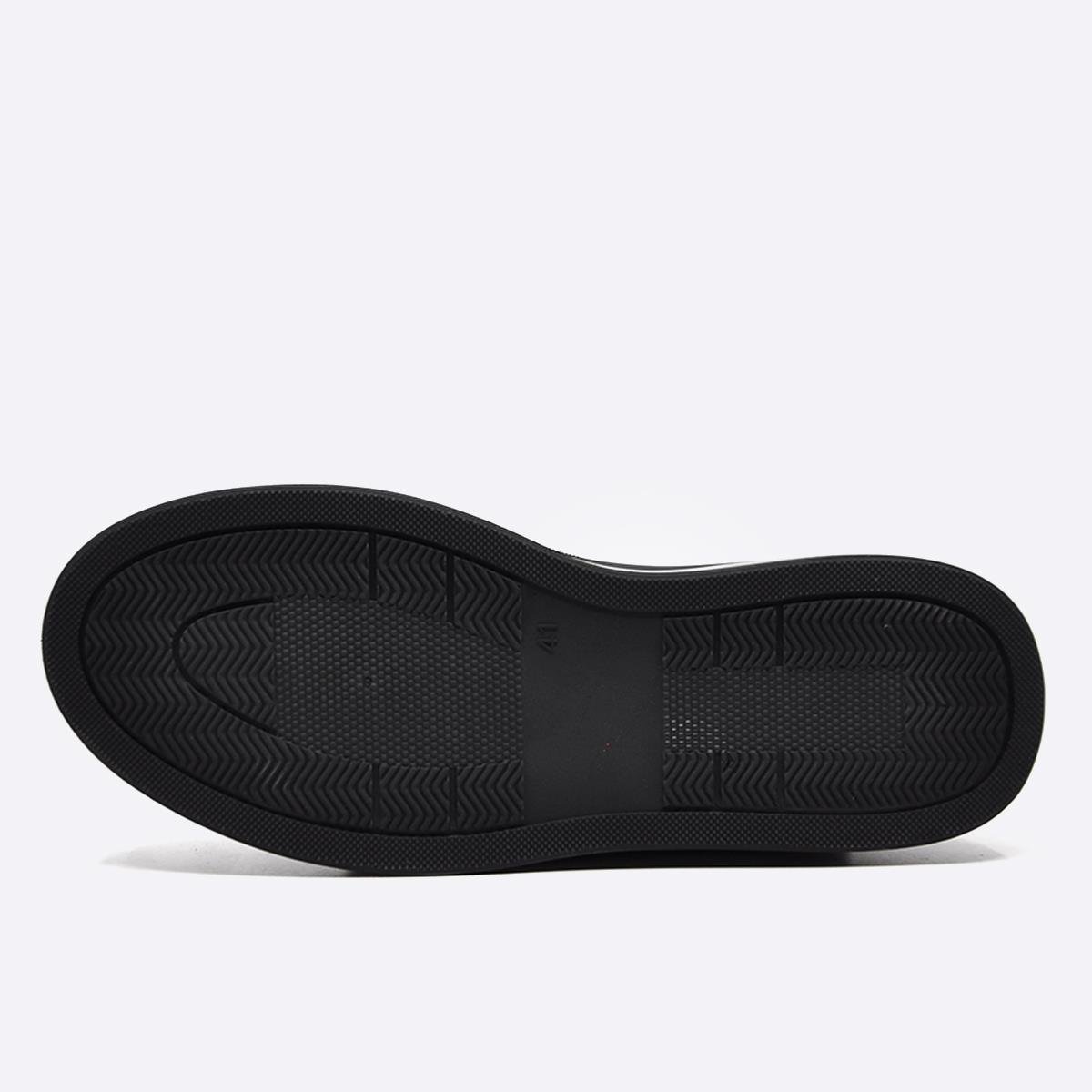 Fosco Hakiki Deri Sneaker Erkek Ayakkabı Siyah 9974