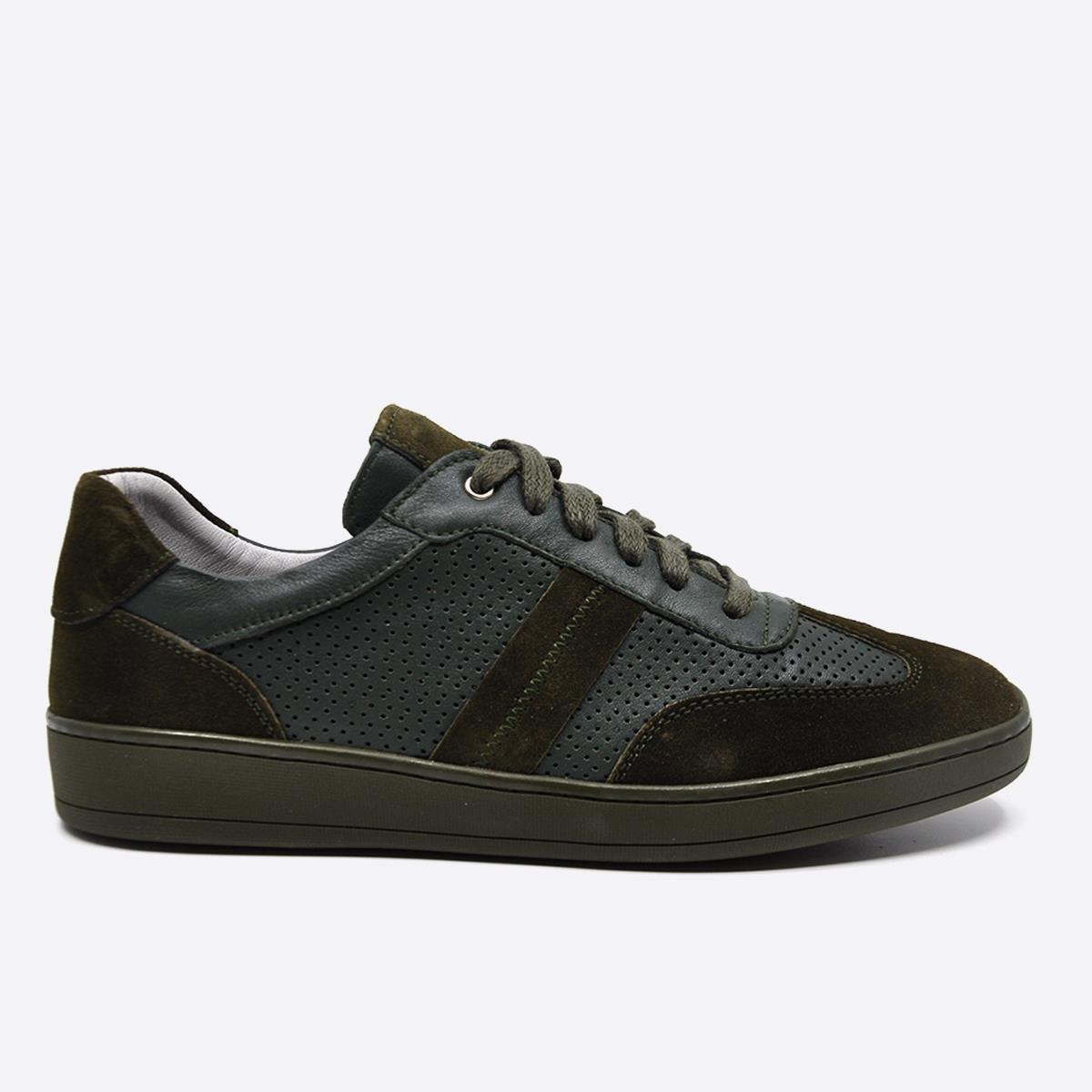 Fosco Hakiki Deri Sneaker Erkek Ayakkabı Haki 9870