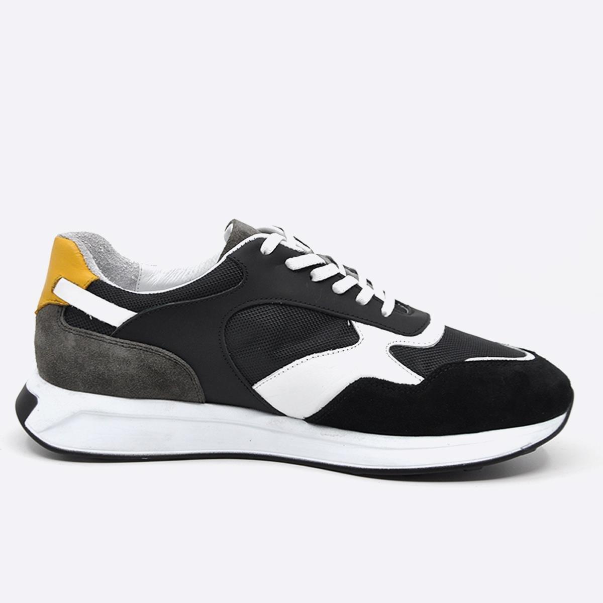 Fosco Hakiki Deri Sneaker Erkek Ayakkabı Siyah 9900