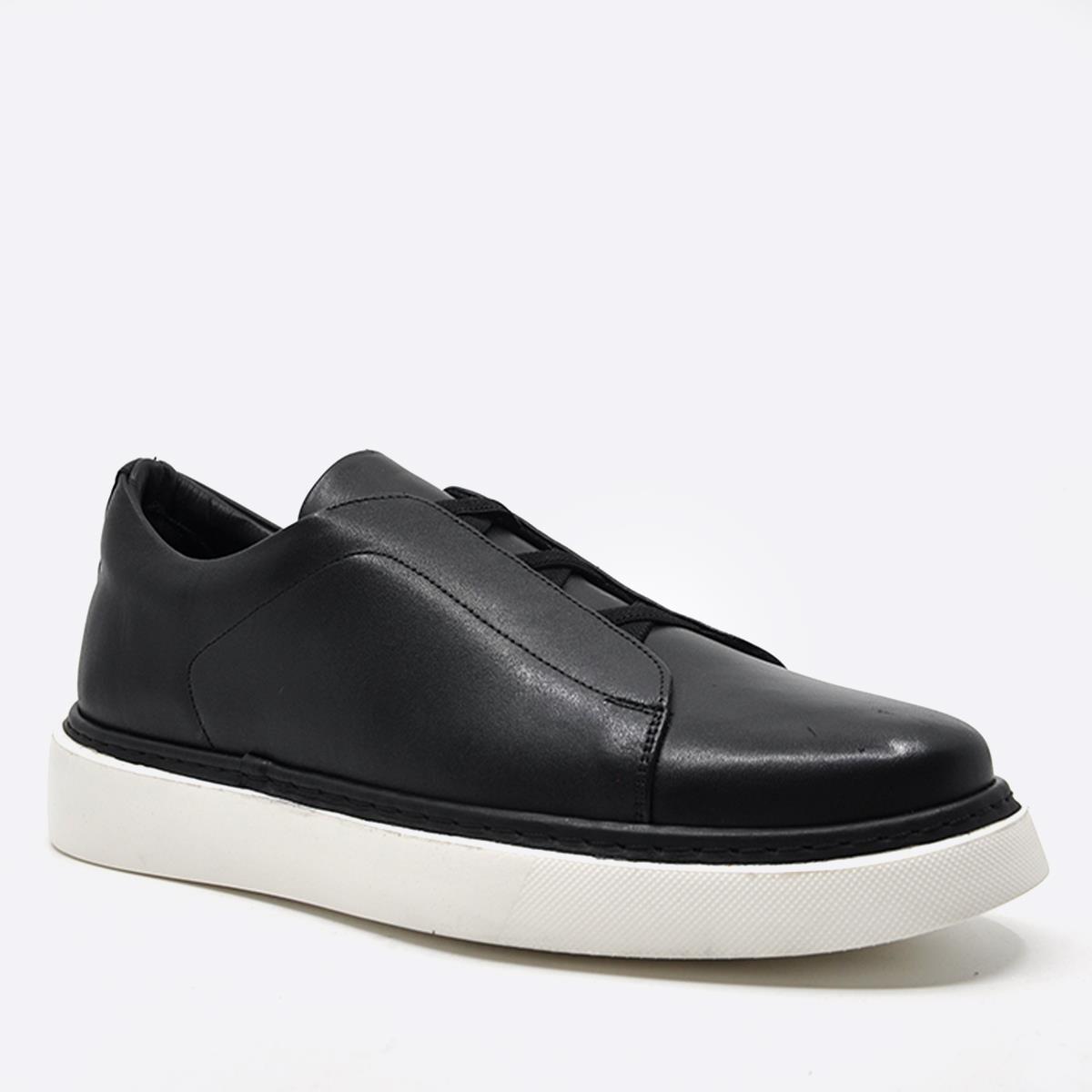 Fosco Hakiki Deri Sneaker Erkek Ayakkabı Siyah 9962