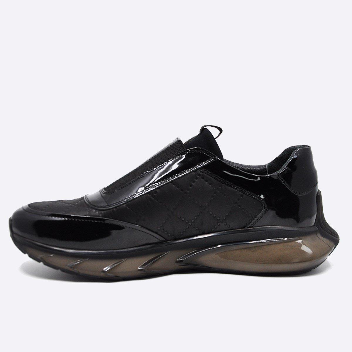 Fosco Hakiki Deri Sneaker Erkek Ayakkabı Siyah 9872 100