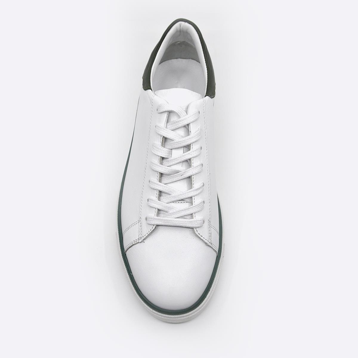 Fosco Hakiki Deri Sneaker Erkek Ayakkabı Beyaz Yeşil 9842