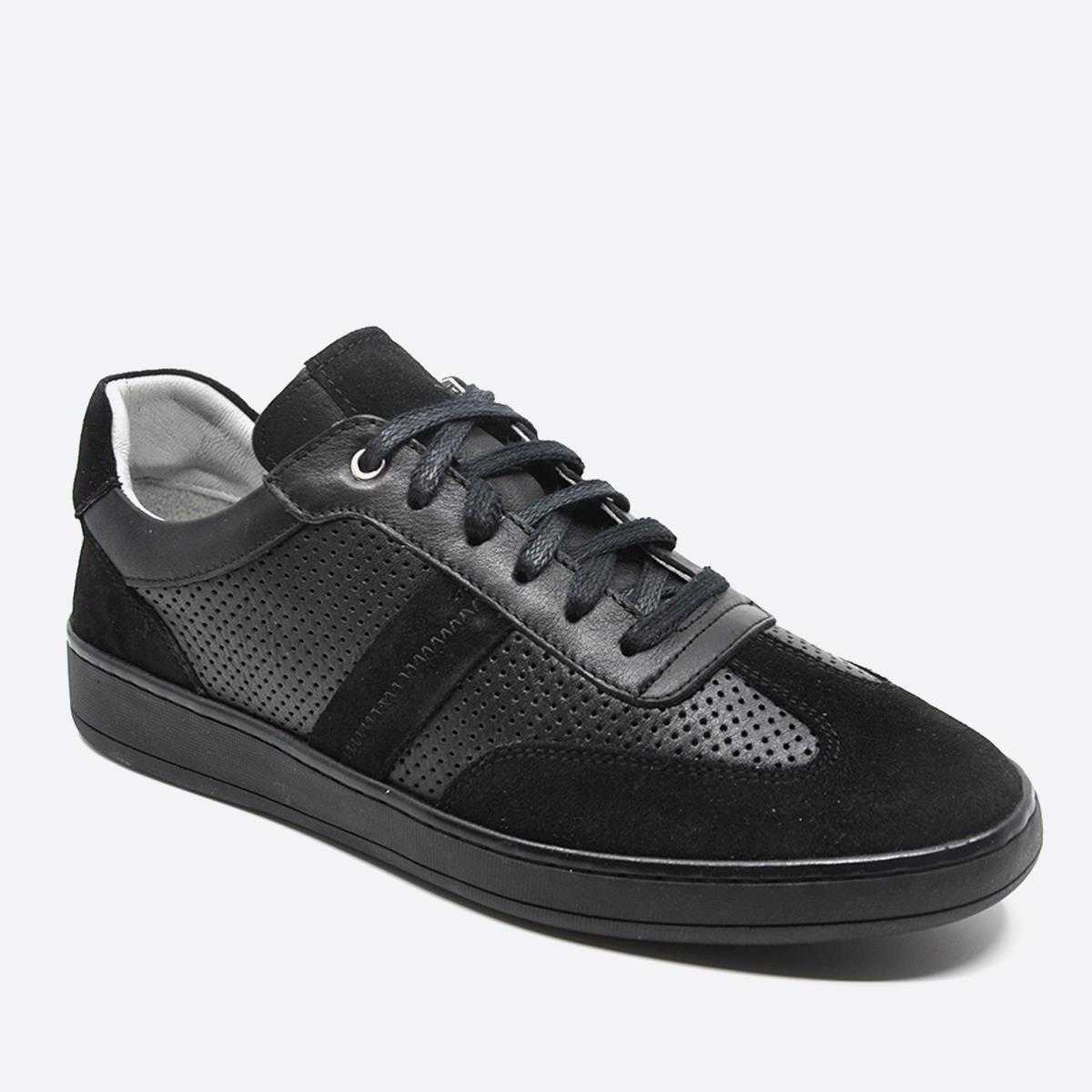 Fosco Hakiki Deri Sneaker Erkek Ayakkabı Siyah 9870