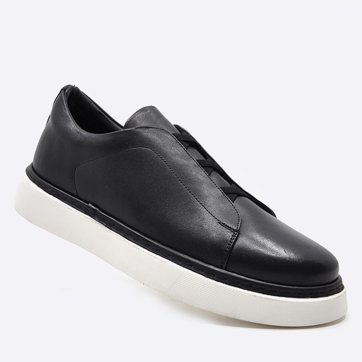 Fosco Hakiki Deri Sneaker Erkek Ayakkabı Siyah 9962